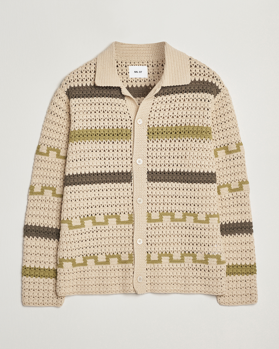 Herren | Pullover | NN07 | Frank Crochet Knitted Cardigan Oat