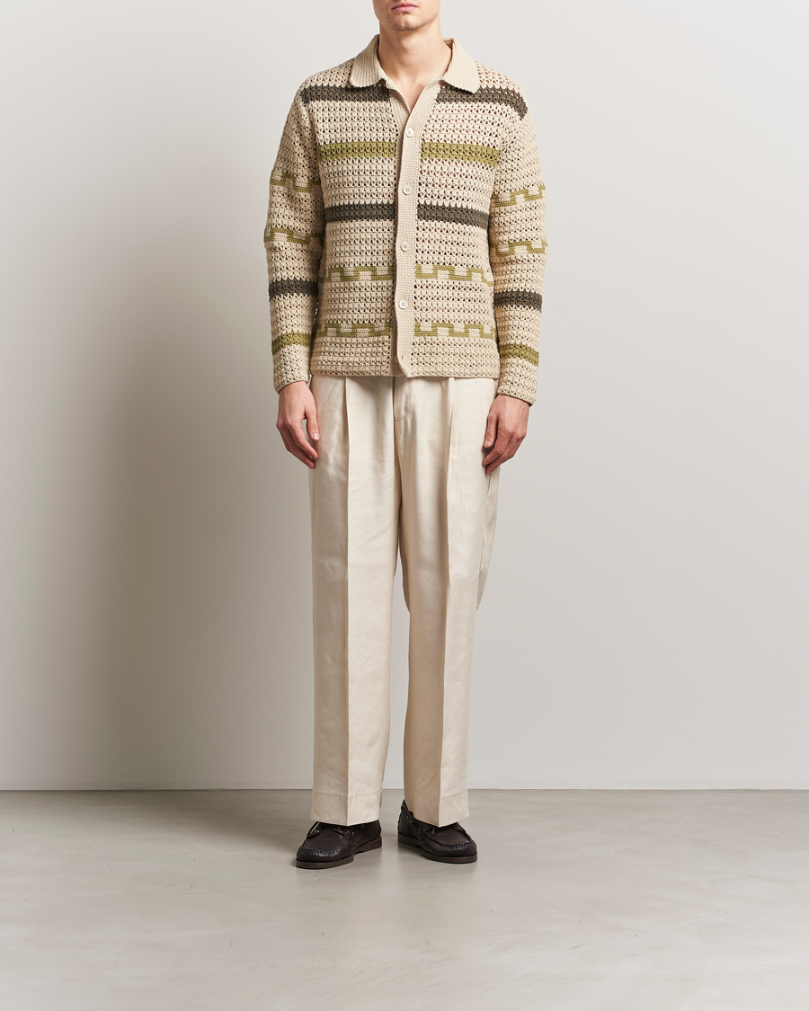 Herren | Pullover | NN07 | Frank Crochet Knitted Cardigan Oat