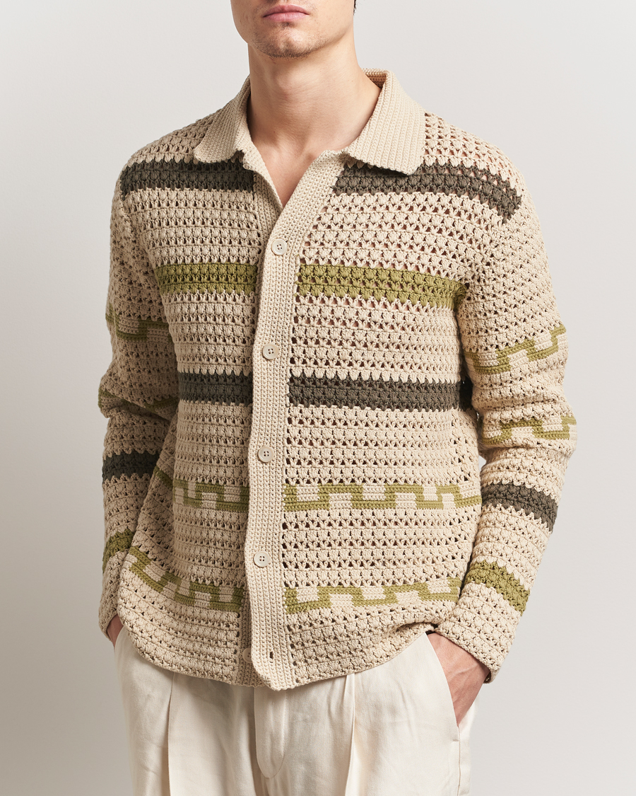 Herren | Pullover | NN07 | Frank Crochet Knitted Cardigan Oat