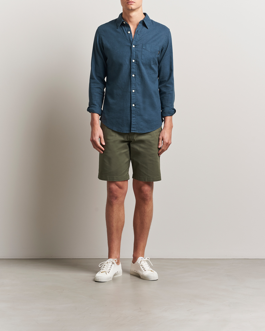 Herren | Shorts | Dockers | Slim Cotton/Linen Shorts Teal Leaf