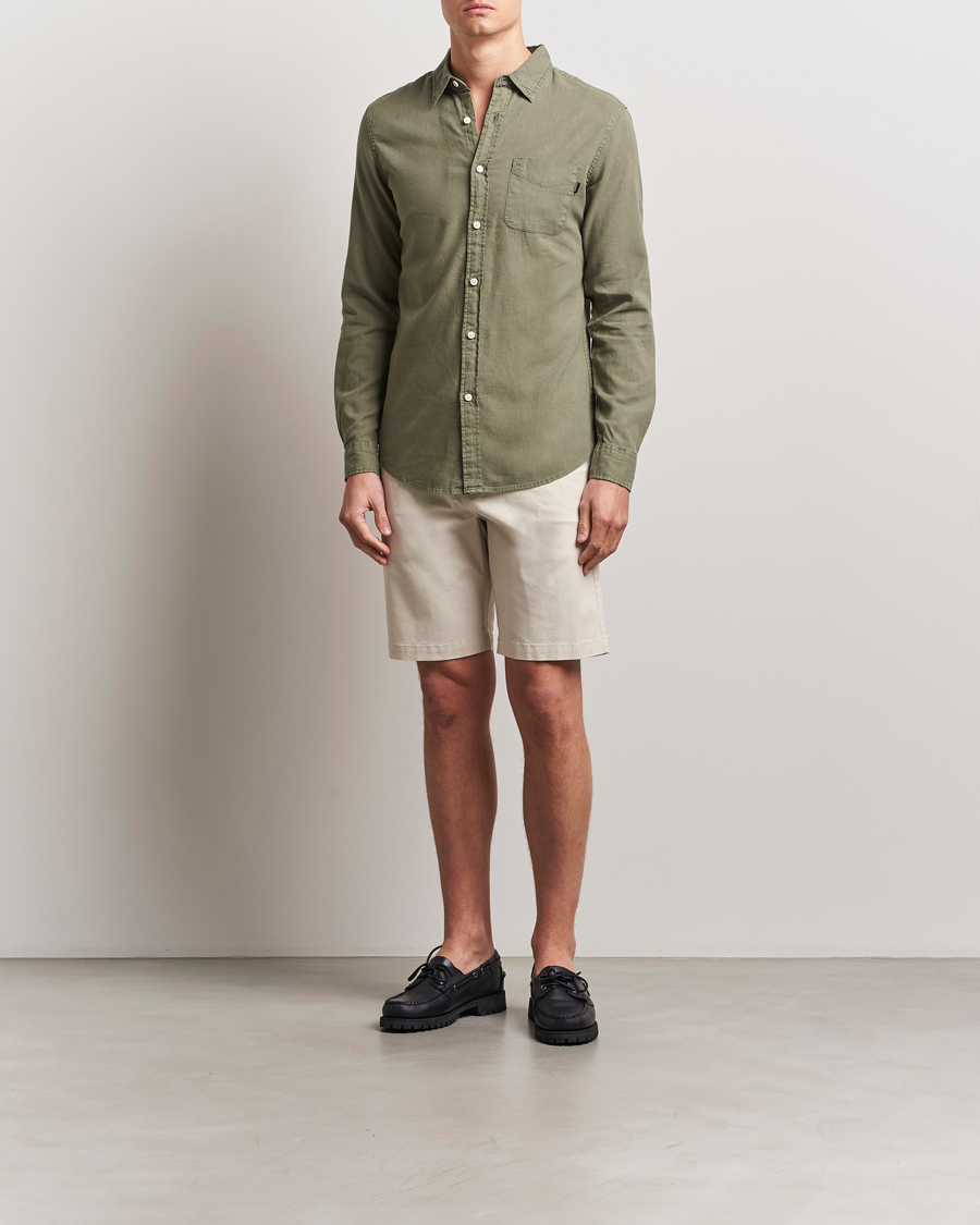 Herren | Hemden | Dockers | Slim Linen/Cotton Shirt Teal Leaf