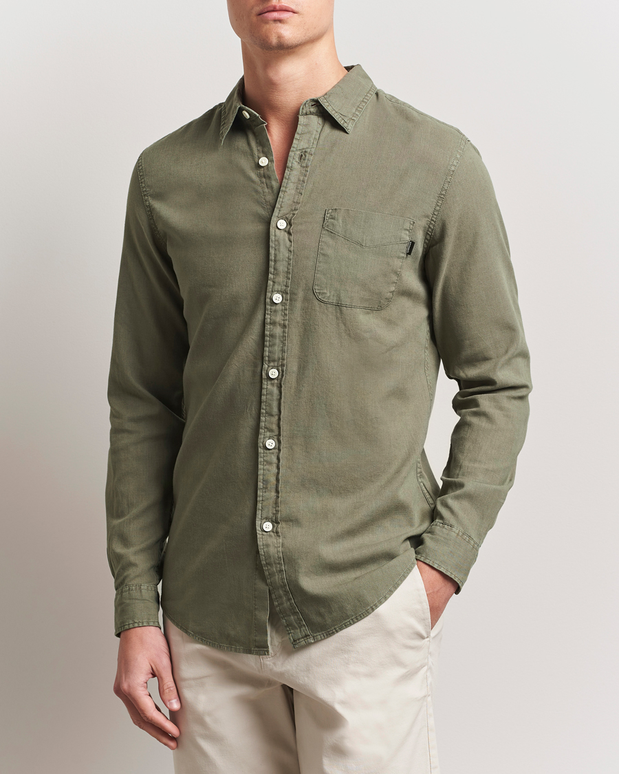 Herren | Hemden | Dockers | Slim Linen/Cotton Shirt Teal Leaf