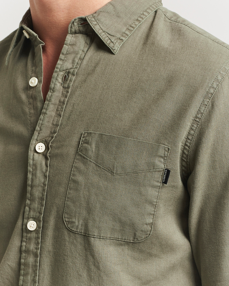 Herren | Hemden | Dockers | Slim Linen/Cotton Shirt Teal Leaf