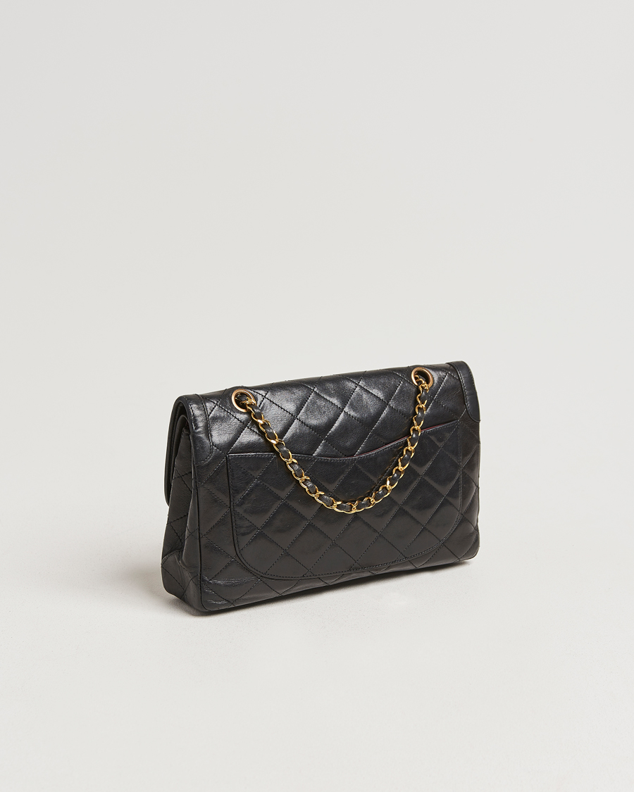 Herren | Chanel Pre-Owned Matelassé Medium Double Flap Bag Black | Chanel Pre-Owned | Matelassé Medium Double Flap Bag Black