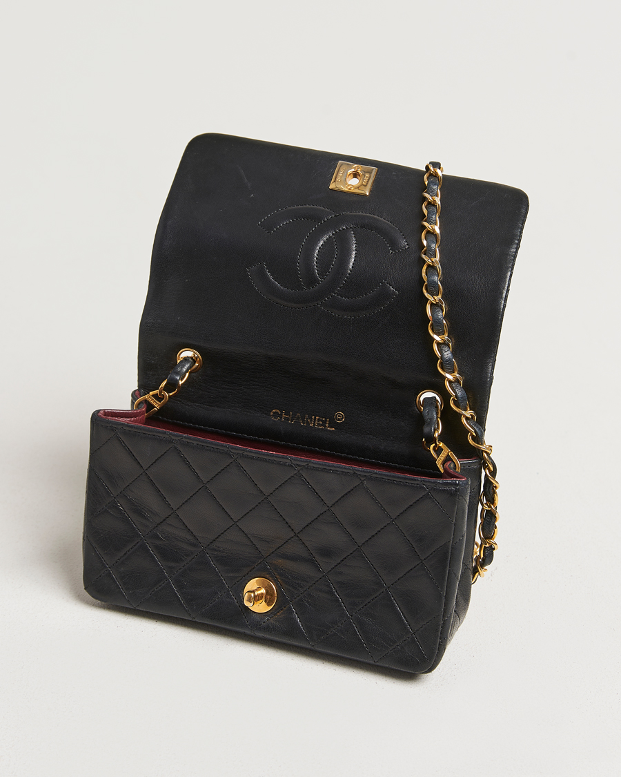 Herren | Chanel Pre-Owned Mini Single Full Flap Bag Black Lambskin | Chanel Pre-Owned | Mini Single Full Flap Bag Black Lambskin