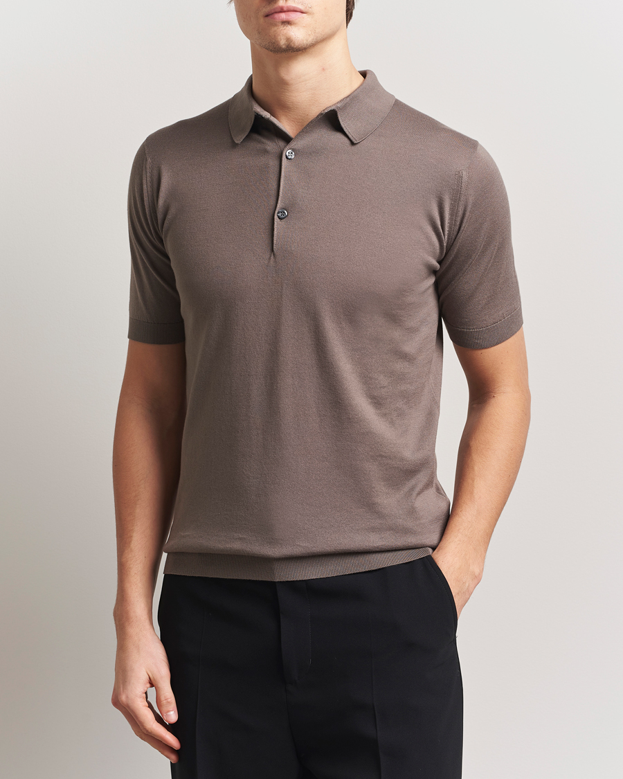 Herren | Poloshirts | John Smedley | Adrian Slim Fit Sea Island Polo Beige Musk