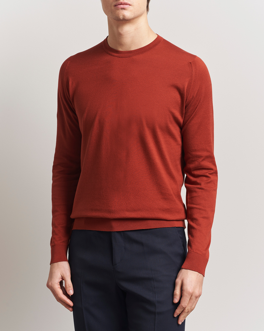 Herren | Pullover | John Smedley | Rowland Sea Island Crew Neck Pullover Baked Red