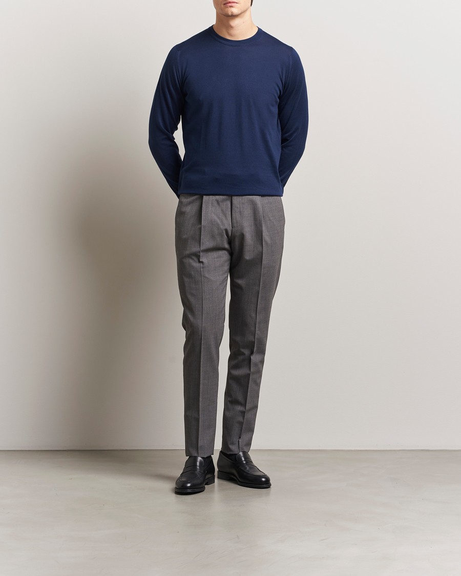Herren | Pullover | John Smedley | Rowland Sea Island Crew Neck Pullover French Navy