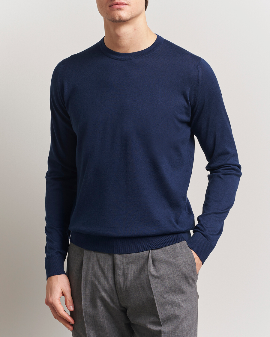 Herren | Pullover | John Smedley | Rowland Sea Island Crew Neck Pullover French Navy