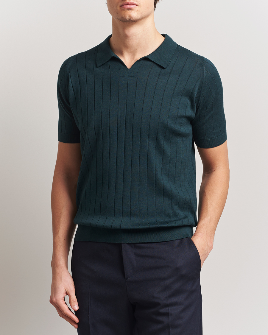 Herren | Poloshirts | John Smedley | Roper Open Collar Sea Island Polo Rain Forest