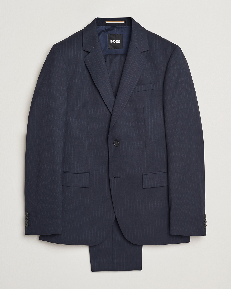 Herren | Anzüge | BOSS BLACK | Houston Wool Pinstriped Suit Dark Blue