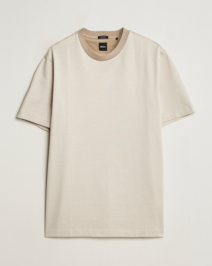 Herren | T-Shirts | BOSS BLACK | Thompson Structured T-Shirt Light Beige