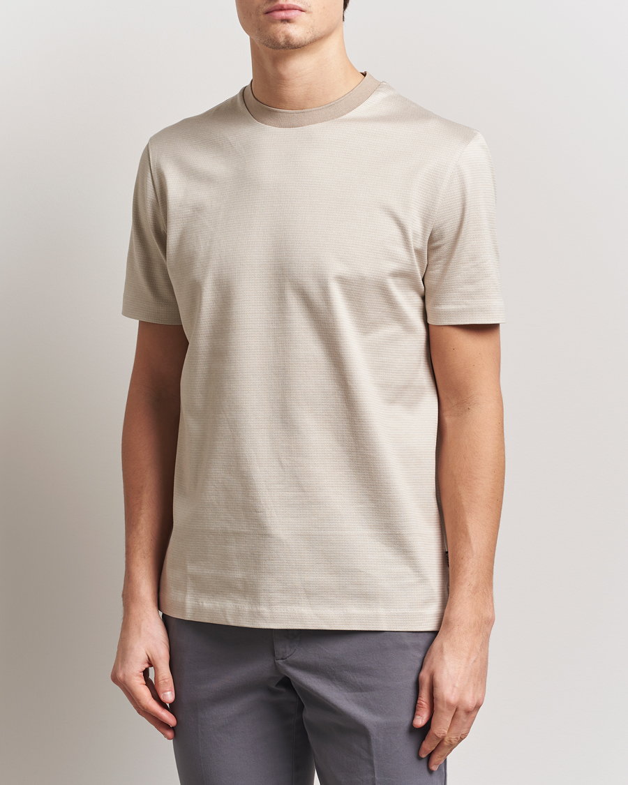 Herren | T-Shirts | BOSS BLACK | Thompson Structured T-Shirt Light Beige