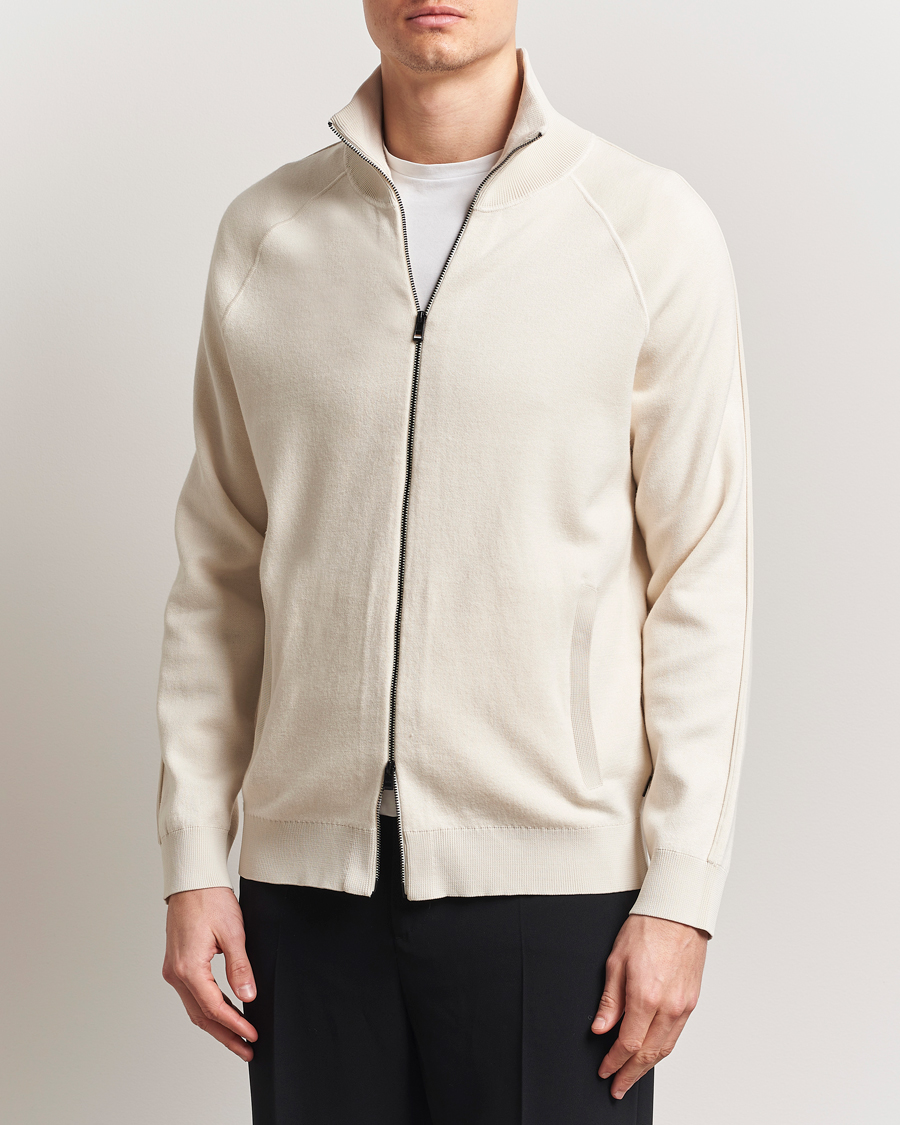 Herren | Pullover | BOSS BLACK | Domico Knitted Full Zip Open White
