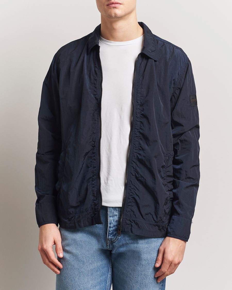 Herren | Hemden | BOSS ORANGE | Leejay Nylon Full Zip Overshirt Dark Blue