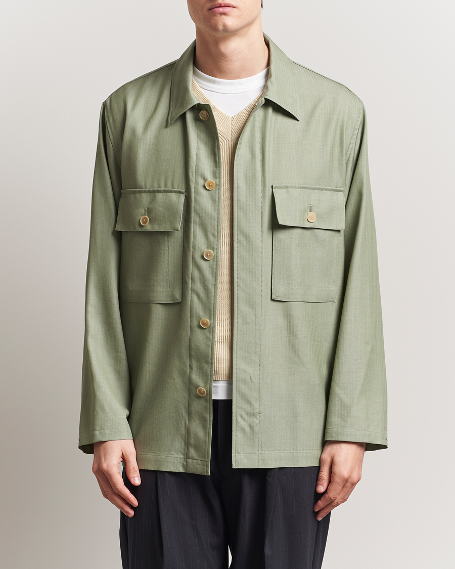 Herren | Hemden | Auralee | Wool Herringbone Overshirt Olive