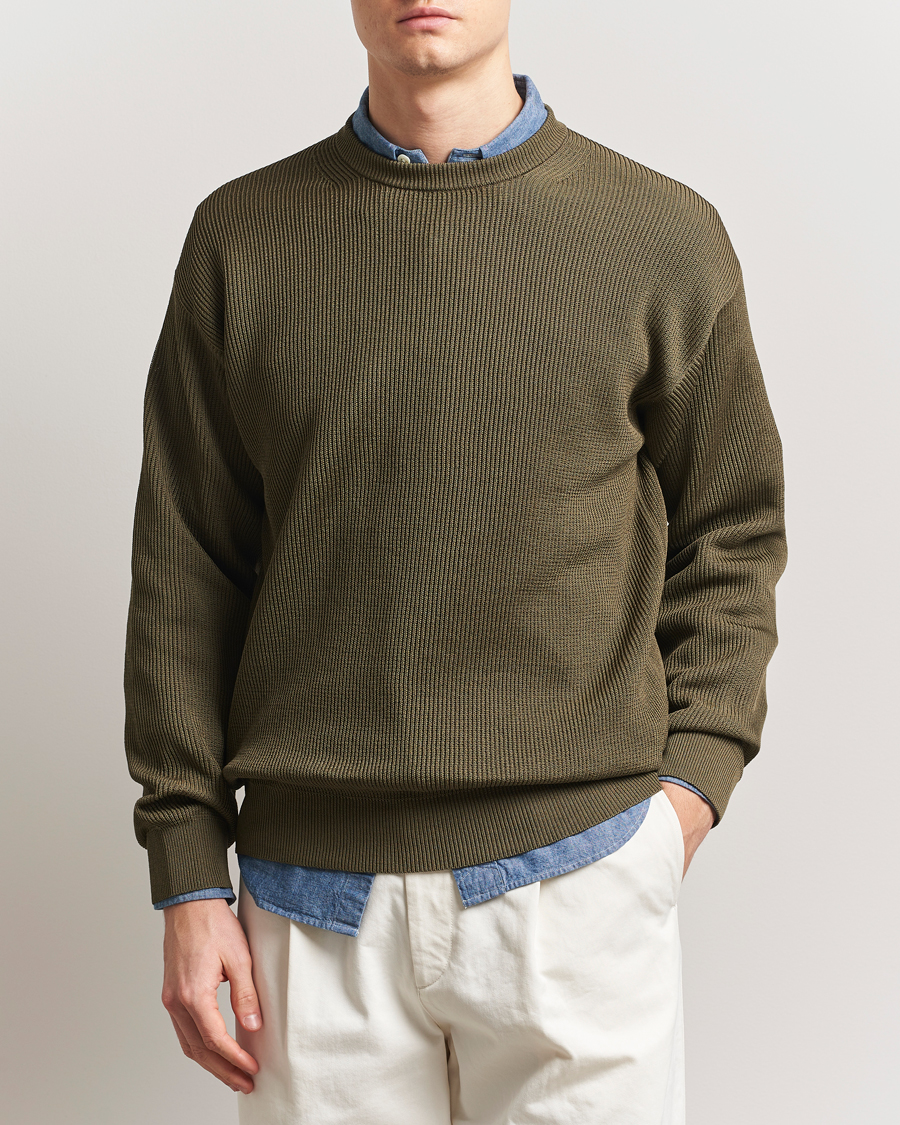 Herren | Pullover | Auralee | Cotton Rib Crew Neck Khaki