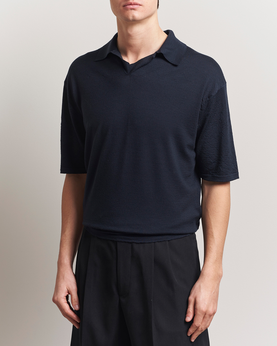 Herren | Pullover | Auralee | Wool Knit Polo Navy