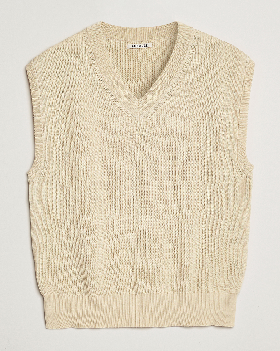 Herren | Pullover | Auralee | Rib Knit Vest Ivory