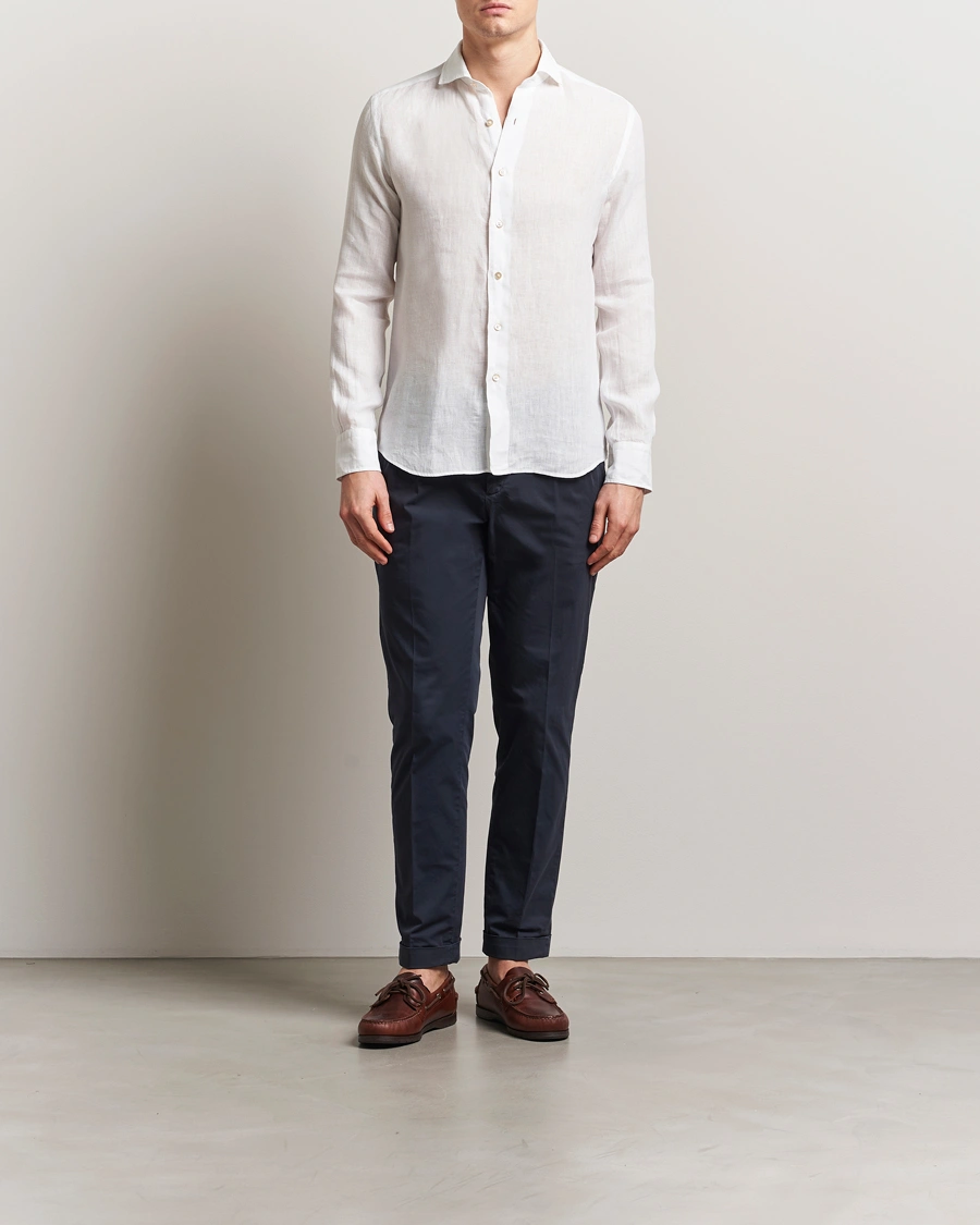 Herren | Hemden | Grigio | Linen Casual Shirt White