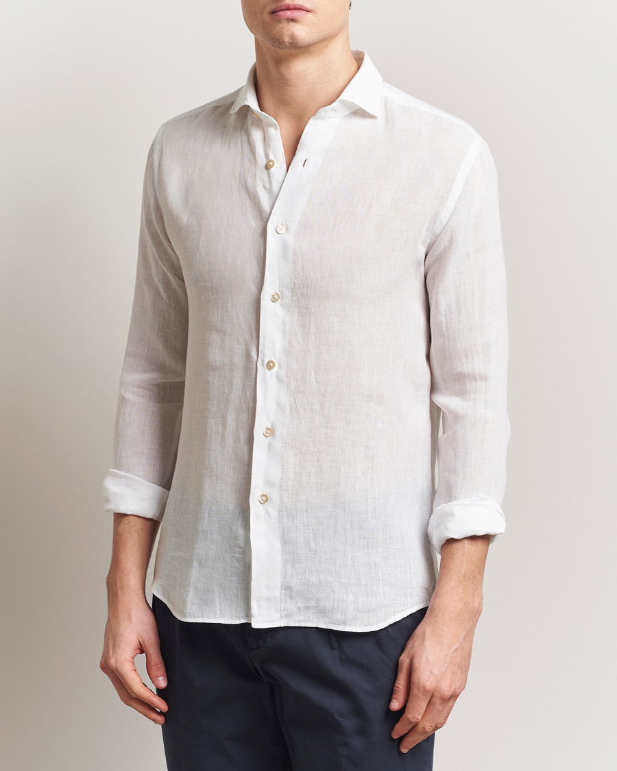 Herren | Hemden | Grigio | Linen Casual Shirt White