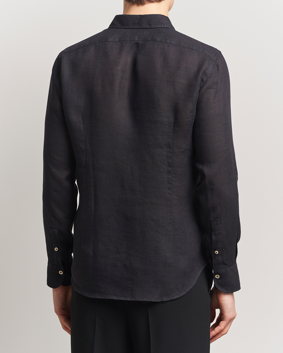 Herren | Hemden | Grigio | Linen Casual Shirt Black