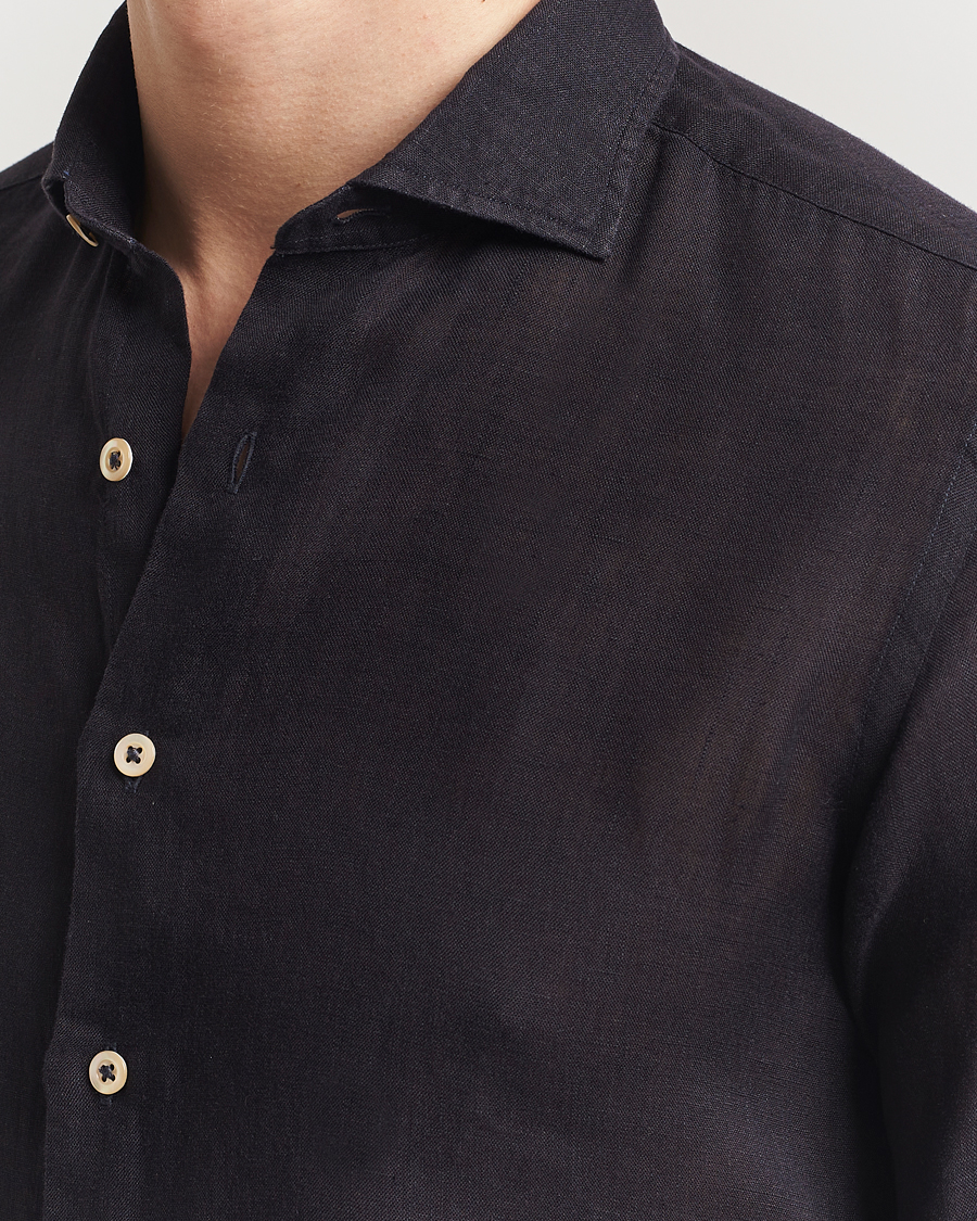 Herren | Hemden | Grigio | Linen Casual Shirt Black