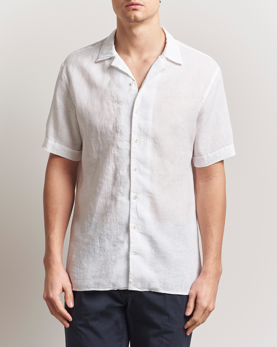 Herren | Hemden | Stenströms | Short Sleeve Linen Shirt White