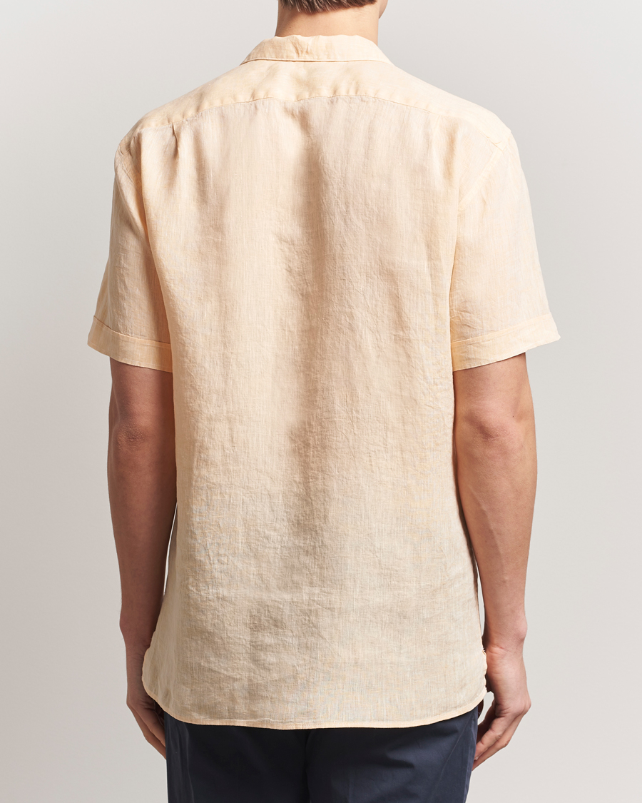 Herren | Hemden | Stenströms | Short Sleeve Linen Shirt Orange