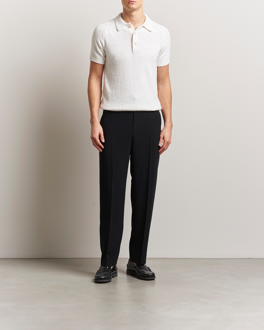 Herren | Poloshirts | Stenströms | Knitted Boucle Cotton Polo White