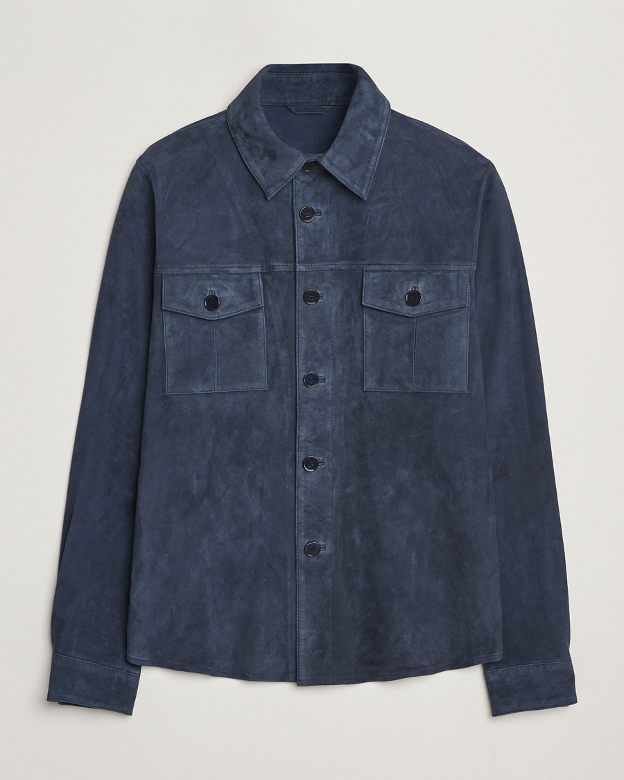 Herren | Jacken | Stenströms | Suede Overshirt Navy