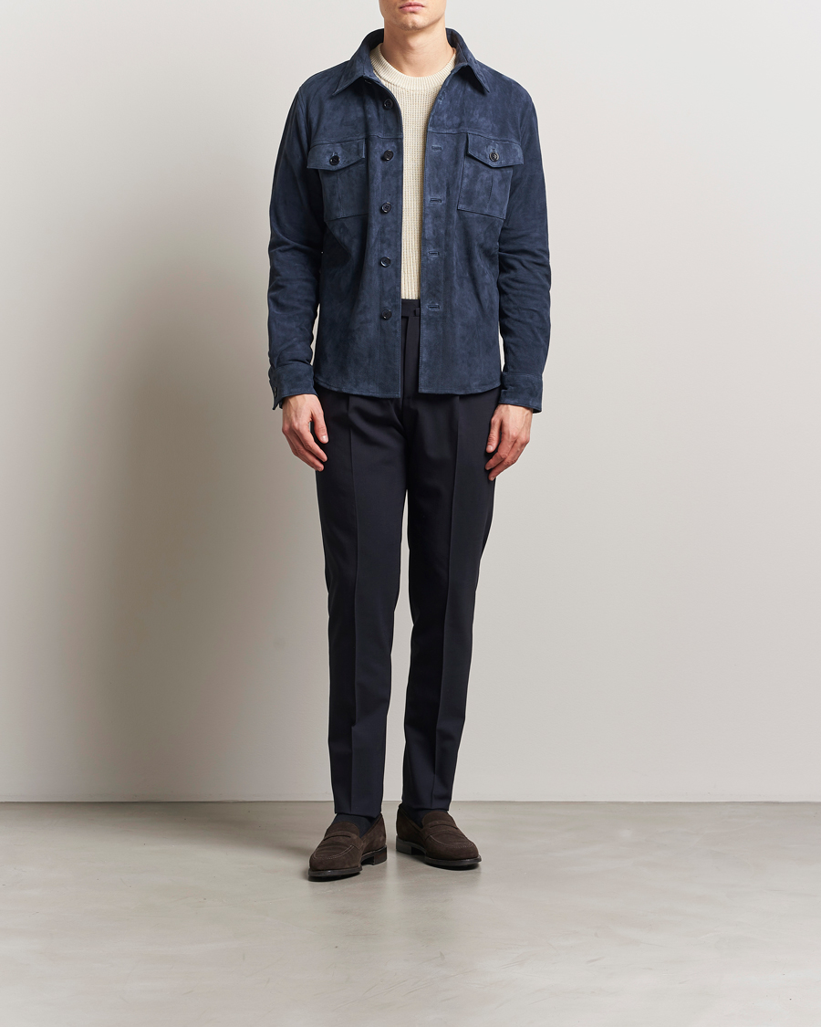 Herren | Jacken | Stenströms | Suede Overshirt Navy