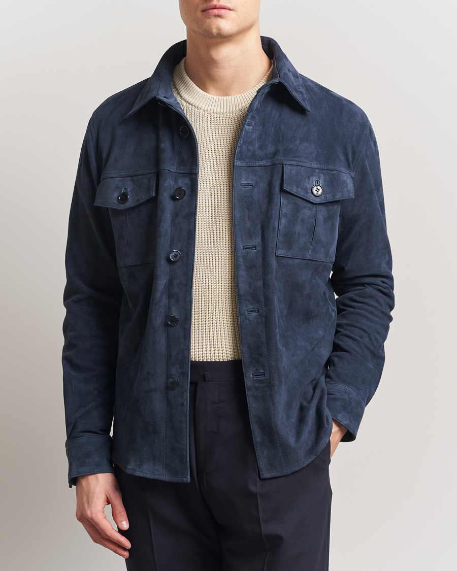 Herren | Jacken | Stenströms | Suede Overshirt Navy