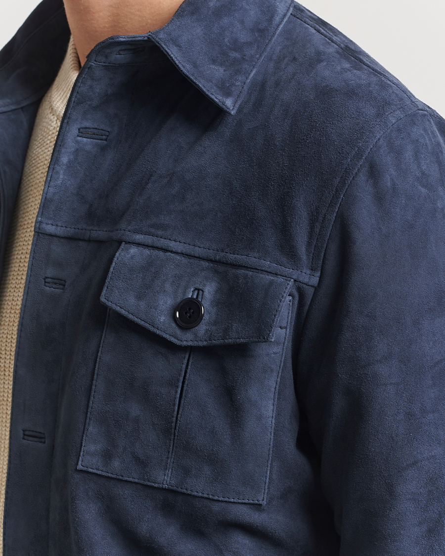 Herren | Jacken | Stenströms | Suede Overshirt Navy