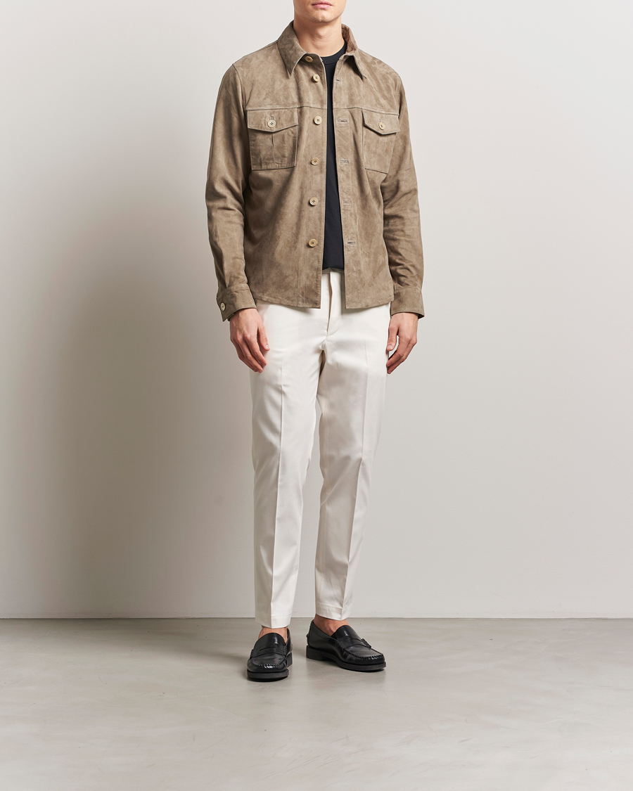 Herren | Jacken | Stenströms | Suede Overshirt Taupe
