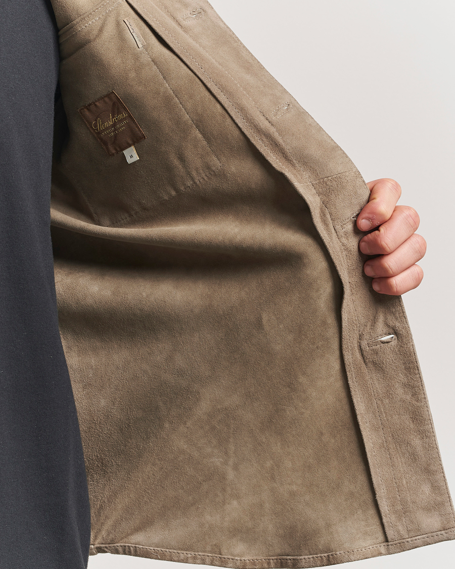 Herren | Jacken | Stenströms | Suede Overshirt Taupe