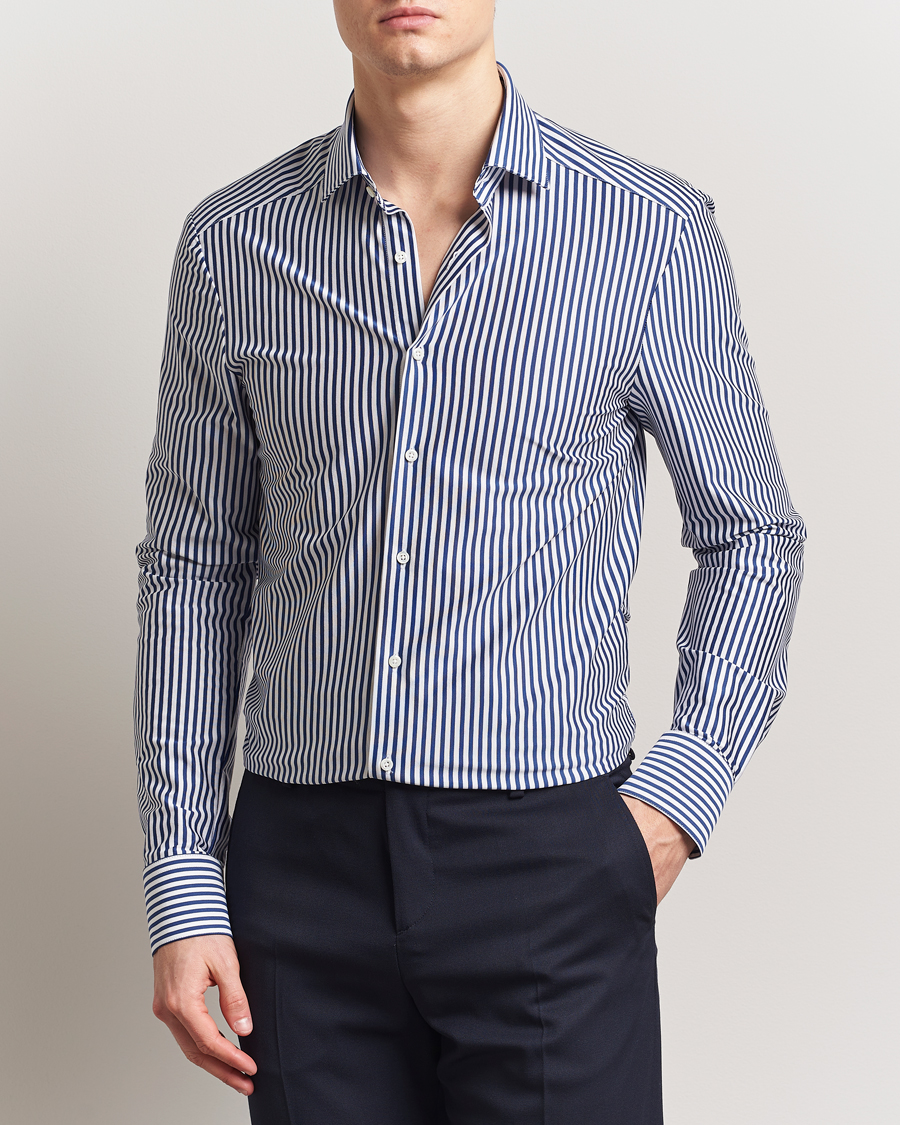 Herren | Hemden | Stenströms | Striped Jersey Shirt Navy