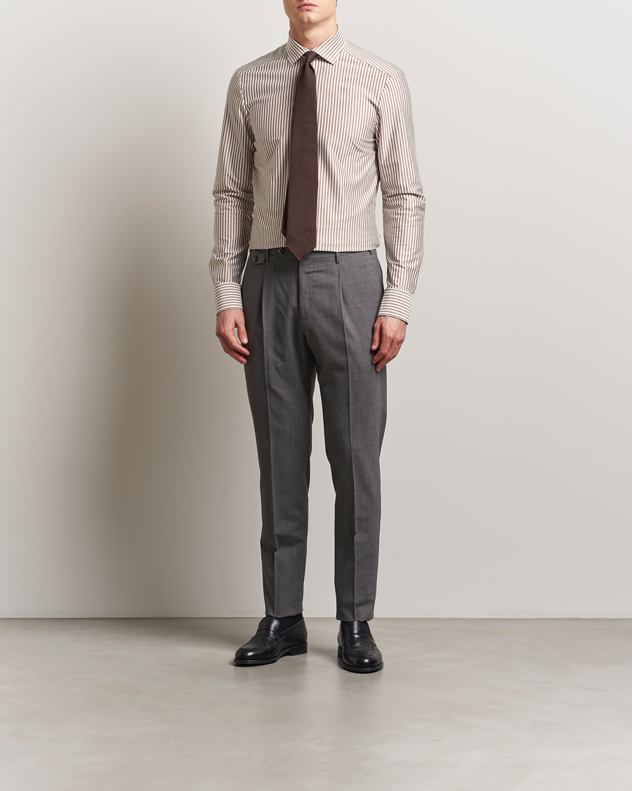 Herren | Hemden | Stenströms | Striped Jersey Shirt Beige