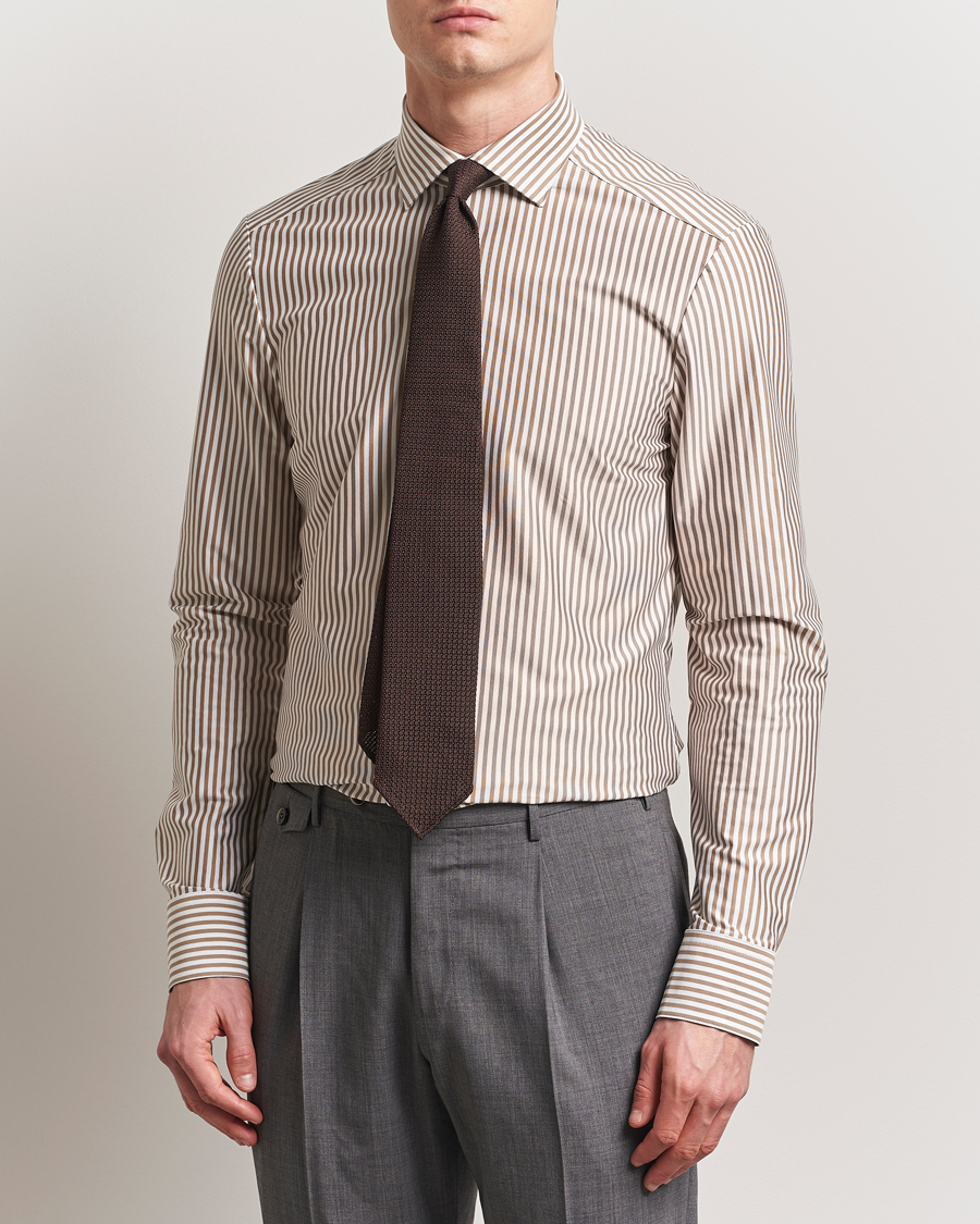 Herren | Hemden | Stenströms | Striped Jersey Shirt Beige