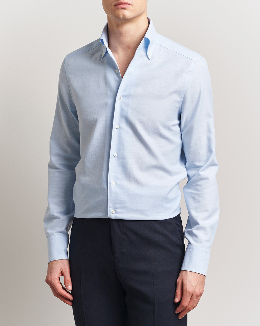 Herren | Hemden | Stenströms | Soft Cotton One Piece Button Down Shirt Blue