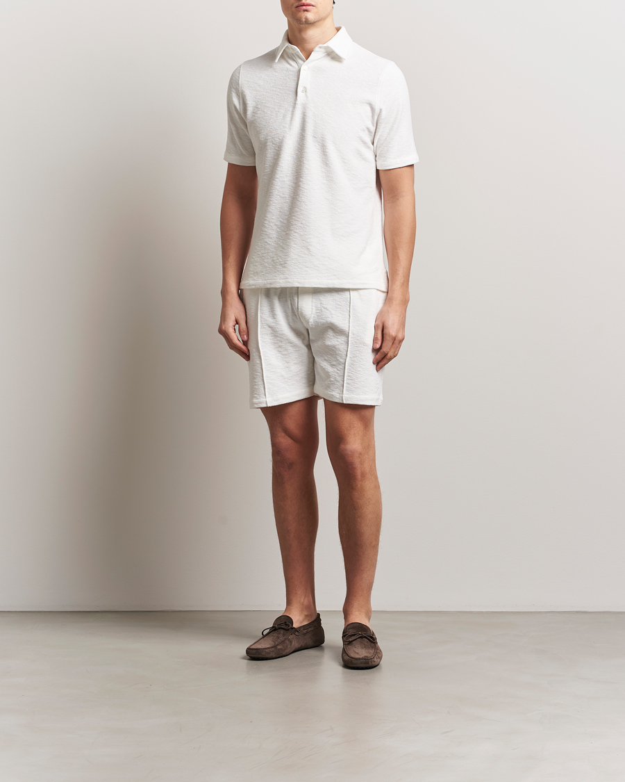 Herren | Poloshirts | Stenströms | Terry Slub Cotton Polo White