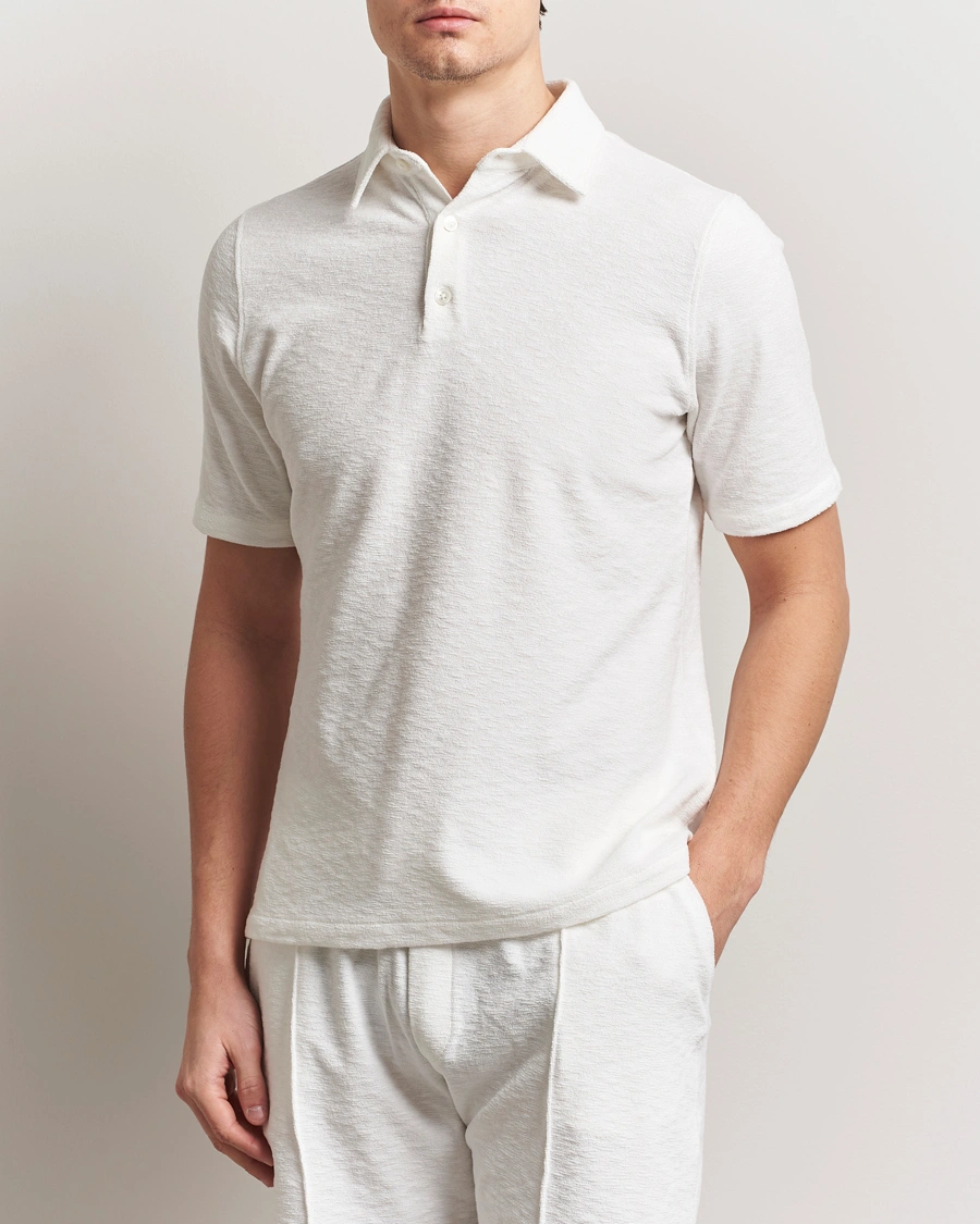 Herren | Poloshirts | Stenströms | Terry Slub Cotton Polo White