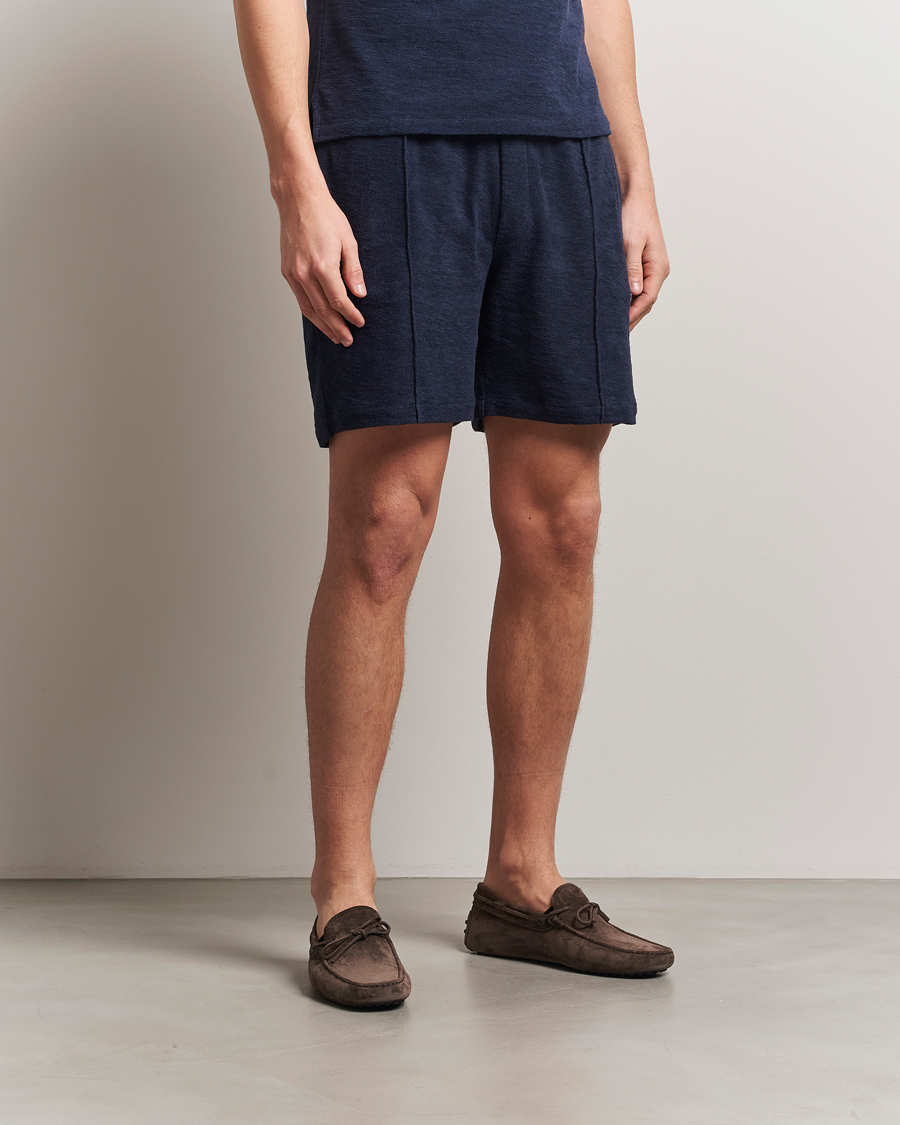 Herren | Shorts | Stenströms | Terry Slub Cotton Shorts Navy