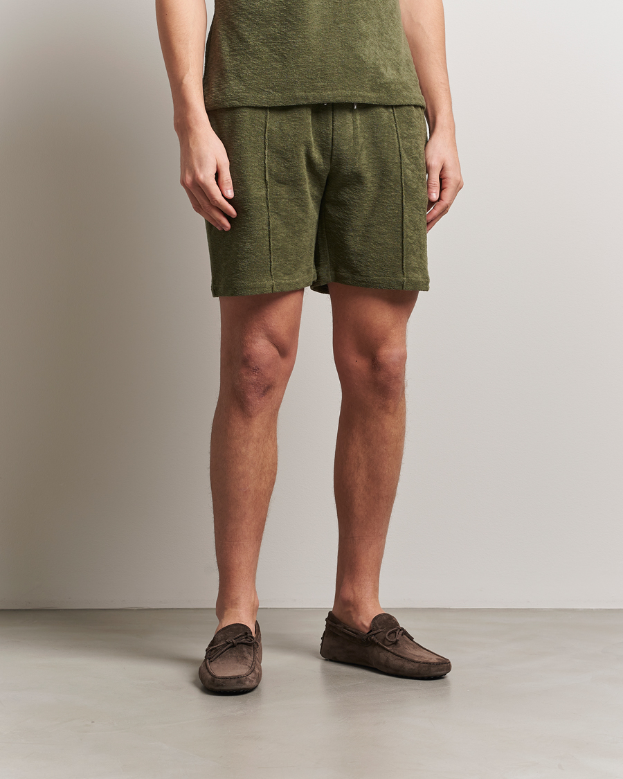 Herren | Shorts | Stenströms | Terry Slub Cotton Shorts Green
