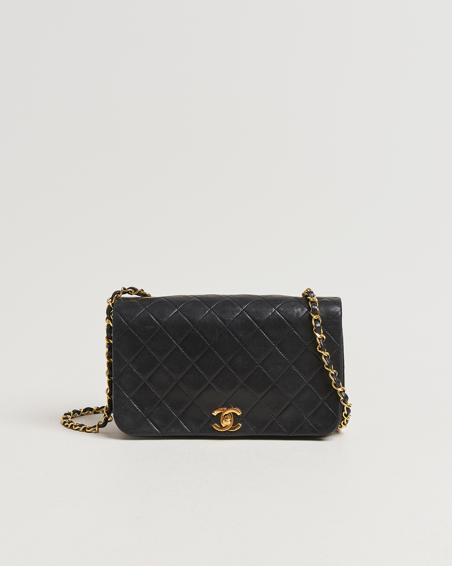 Herren | Chanel Pre-Owned Matelassé Single Full Flap Bag Black | Chanel Pre-Owned | Matelassé Single Full Flap Bag Black