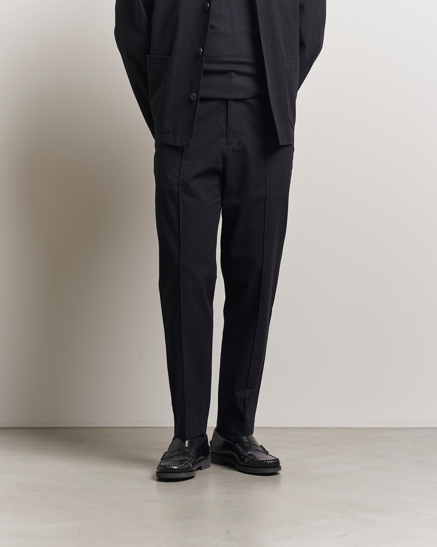 Herren | Hosen | A.P.C. | Joaquin Seersucker Drawstring Trousers Black