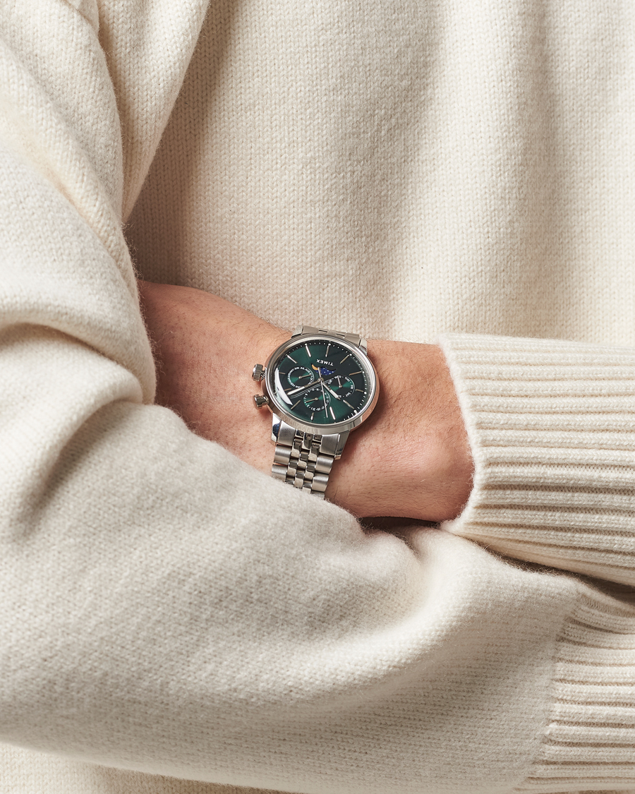 Herren | Timex Marlin Moon Phase Quartz Steel 40mm Green Dial | Timex | Marlin Moon Phase Quartz Steel 40mm Green Dial