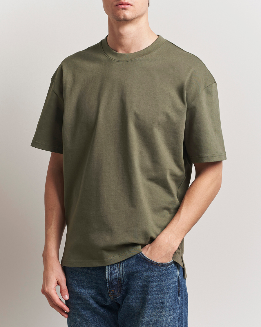 Herren | T-Shirts | Bread & Boxers | Textured Heavy Crew Neck T-Shirt Khaki Green