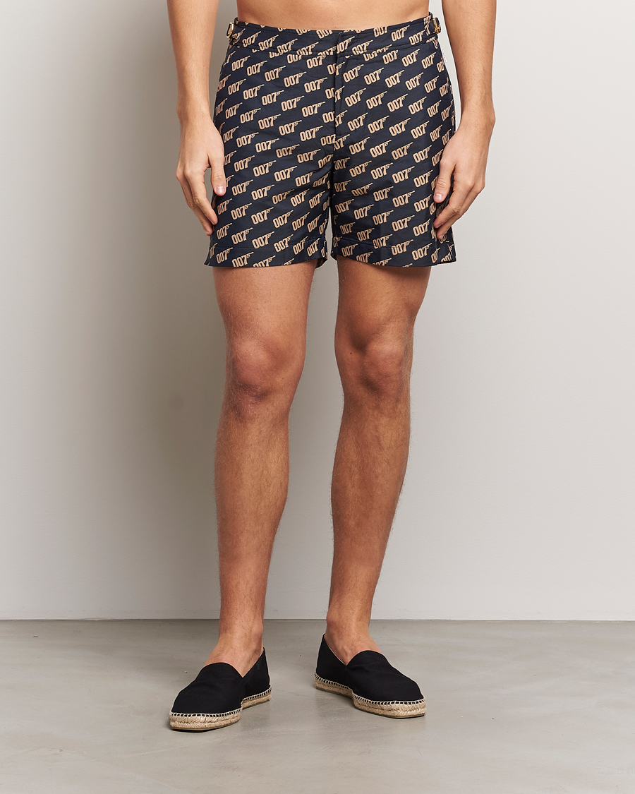 Herren | Badehosen | Orlebar Brown | Bulldog Jaquard 007 Monogram Swimshorts Black