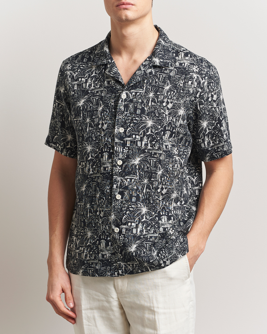 Herren | Hemden | Eton | Resort Printed Short Sleeve Shirt Black